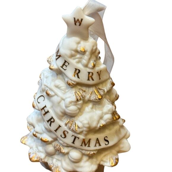 Vintage Wedgwood 2002 Merry Christmas Tree Ornament Classic White Gold In Box - Picture 11 of 14